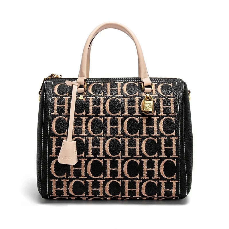 CHCH Embroidered Handbag - Vintage Letter Design Boston Bag