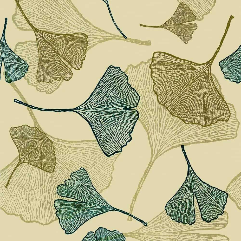 GINKGO LEAF PEEL & STICK WALLPAPER - Self-Adhesive PVC, 3 Roll Sizes - Calm Surfaces