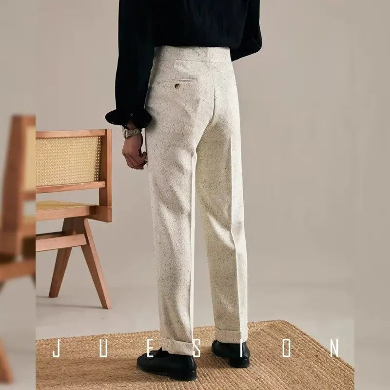 NAPLES SUIT - Men's Formal Straight Trousers - High Waist, Elegant Business Style