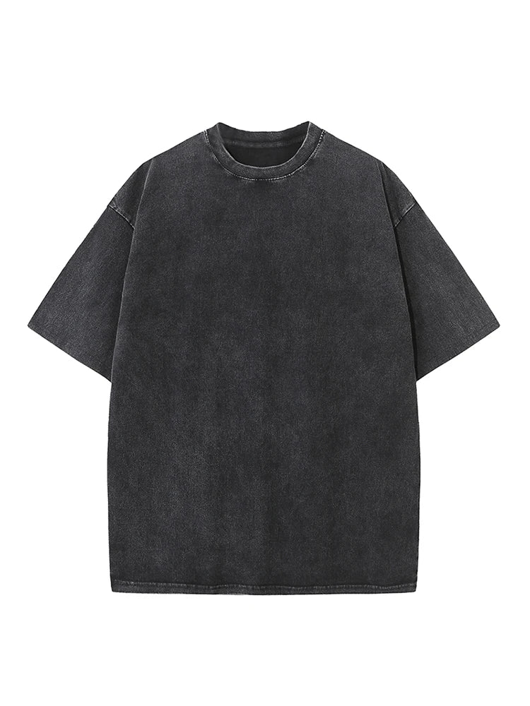 2026 Summer Washed T-Shirts 230G Heavy Cotton Vintage Faded Color Plus Size Unisex Basic Tee Short Sleeve Loose Workout Tops