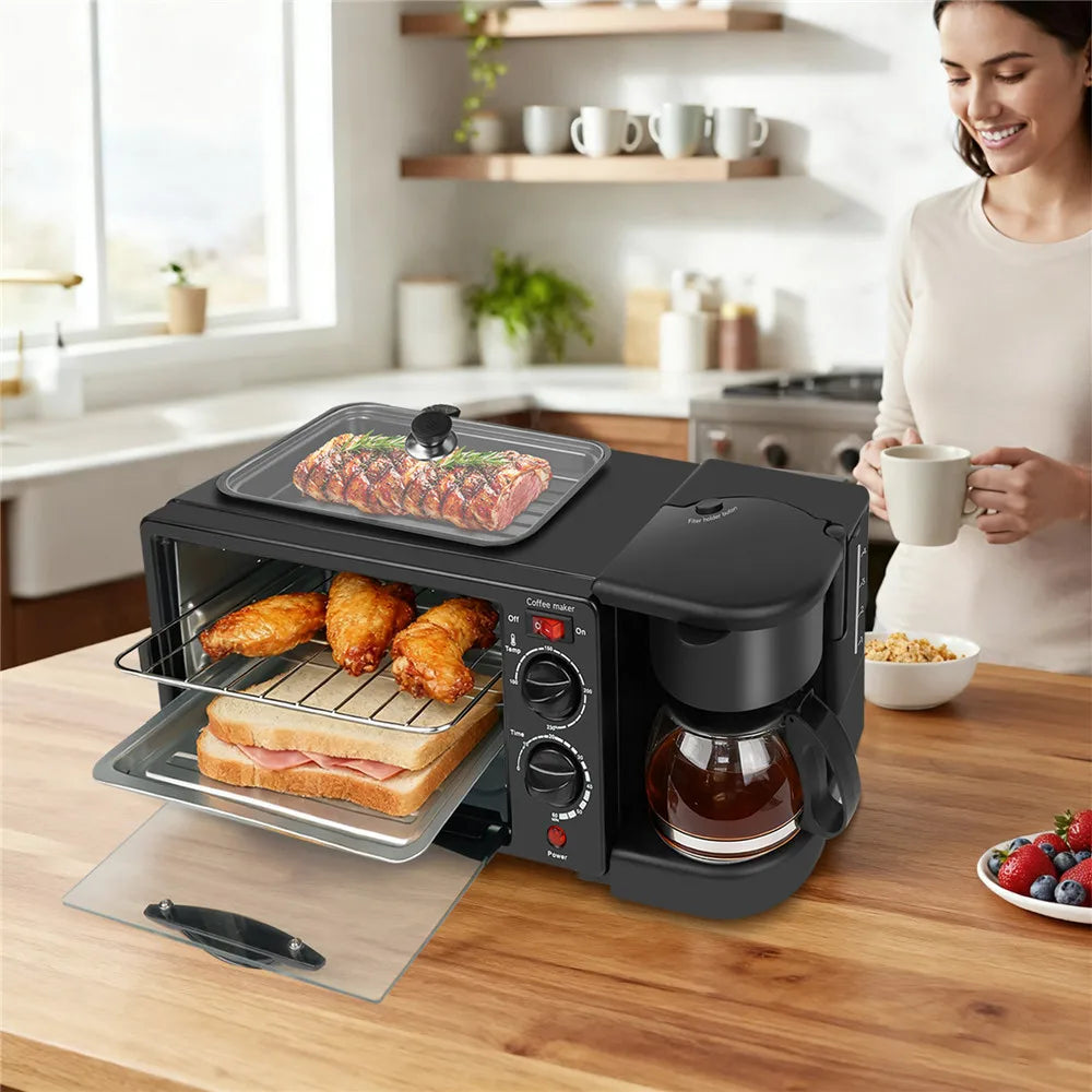 3 in 1 Breakfast Maker – 9L Oven Coffee Maker Frying Pan