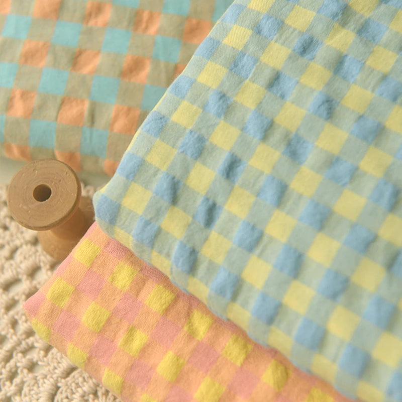 Bubble Plaid Fabric By The Meter for Dress Shirt Children's Clothes Bedding Diy Sewing Cloth Breathable Soft Comfortable Textile