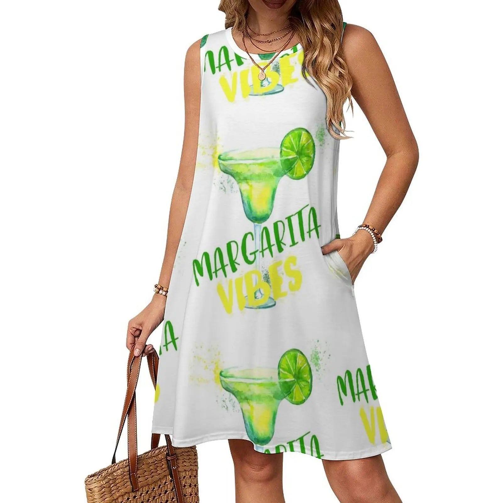 Margarita Vibes Women's Elegant Party Dress A-Line Dress With Short/Long/Sleeveless Options Margarita Tequila Cocktail Drink