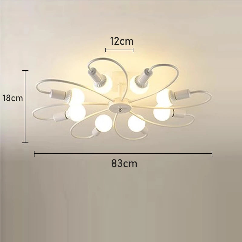 Retro Industrial Pendant Light – 3/6/8 Heads, Black/Gold/White