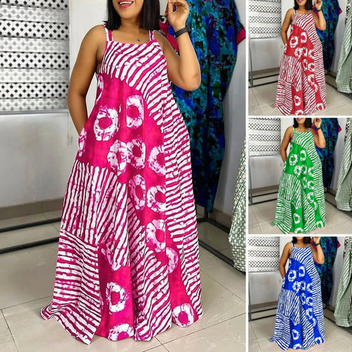 Batik Print Plus Size Boho Maxi Dress