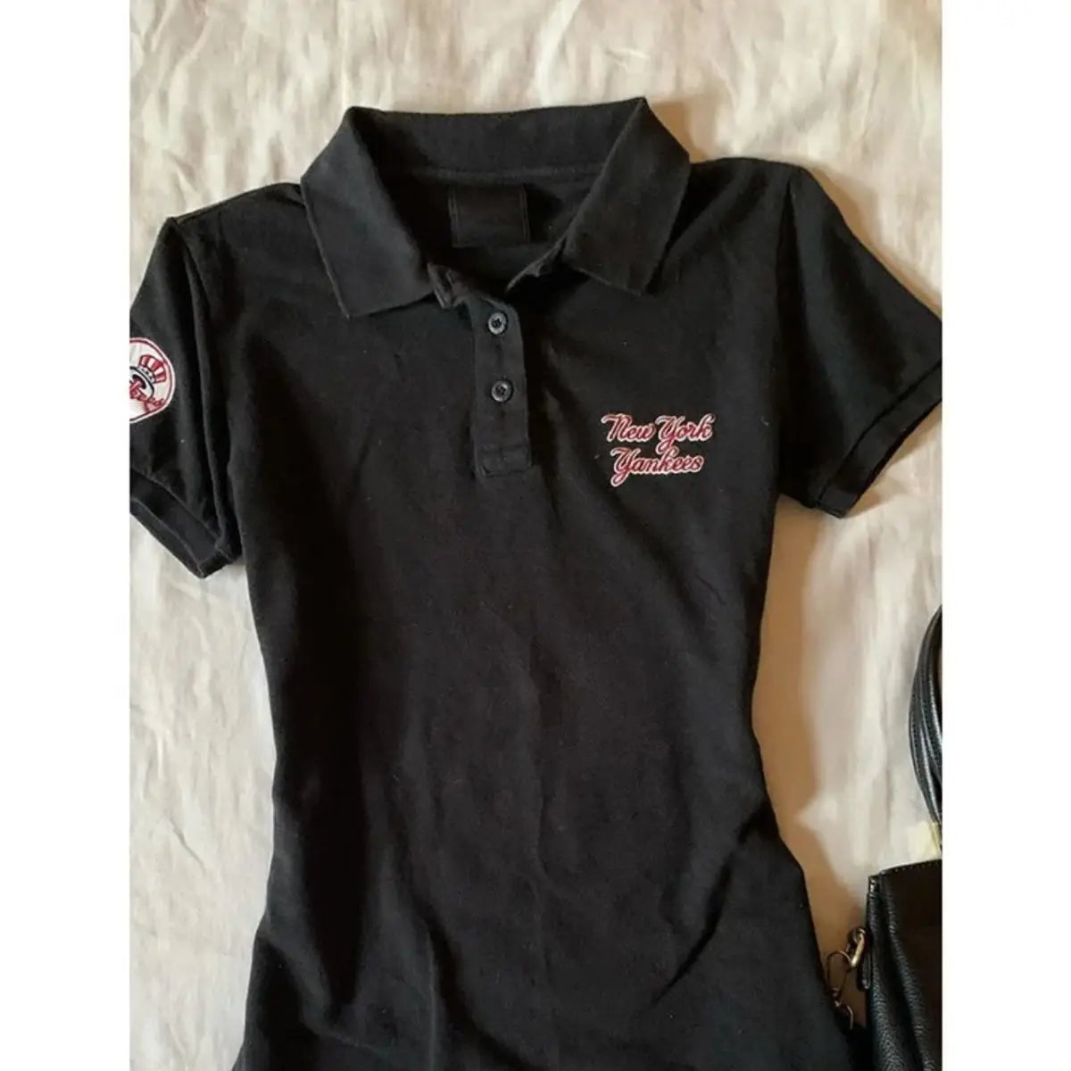 American retro vintage letter polo shirt patchwork short sleeved polo shirt women summer top trend shirts women streetwear