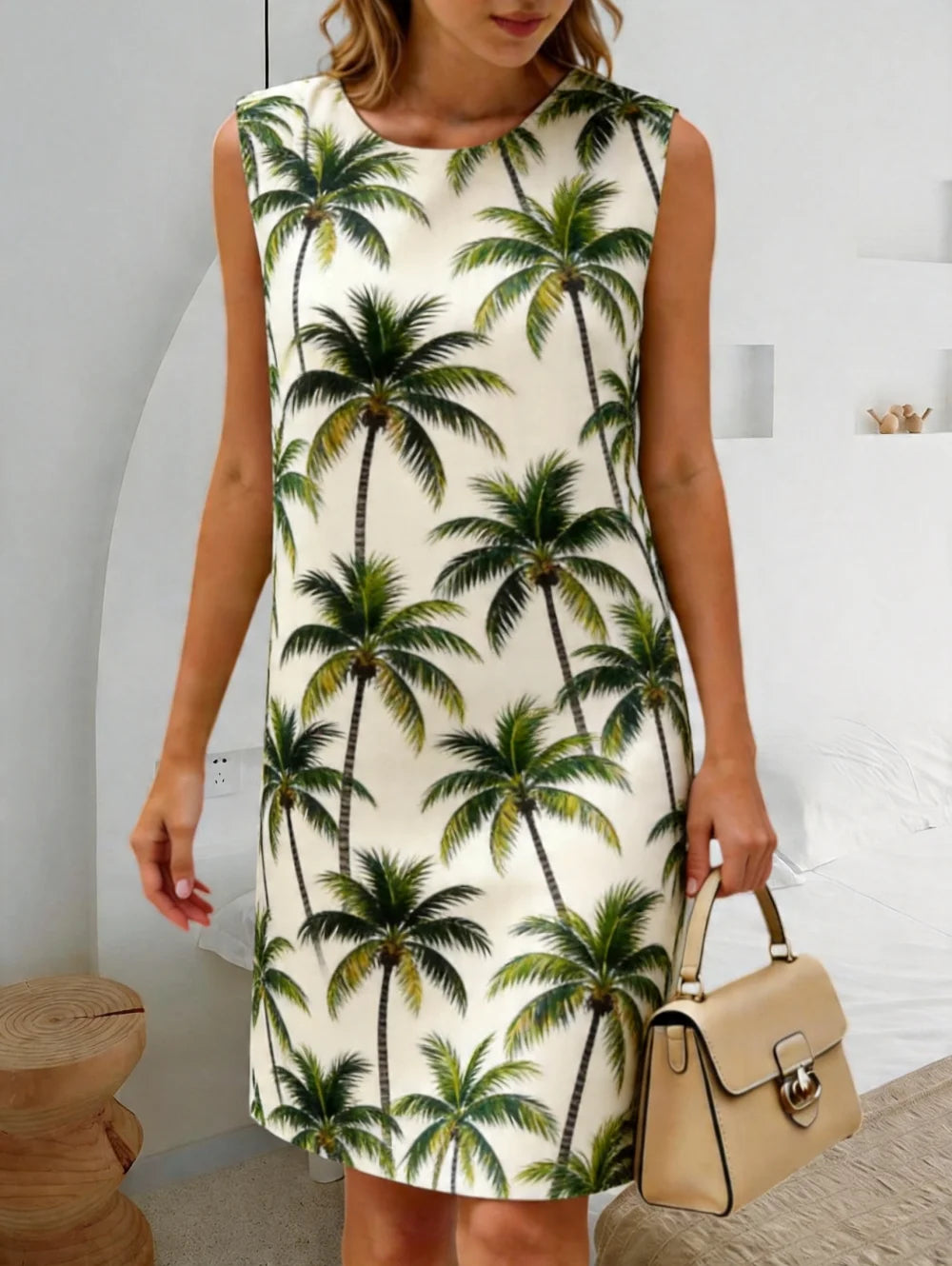 2026 New Women's Casual Dresses Tropical Plant Graphic Printing Bright Colors Fashion Sleeveless Outdoor Hawaii Women's Clothing
