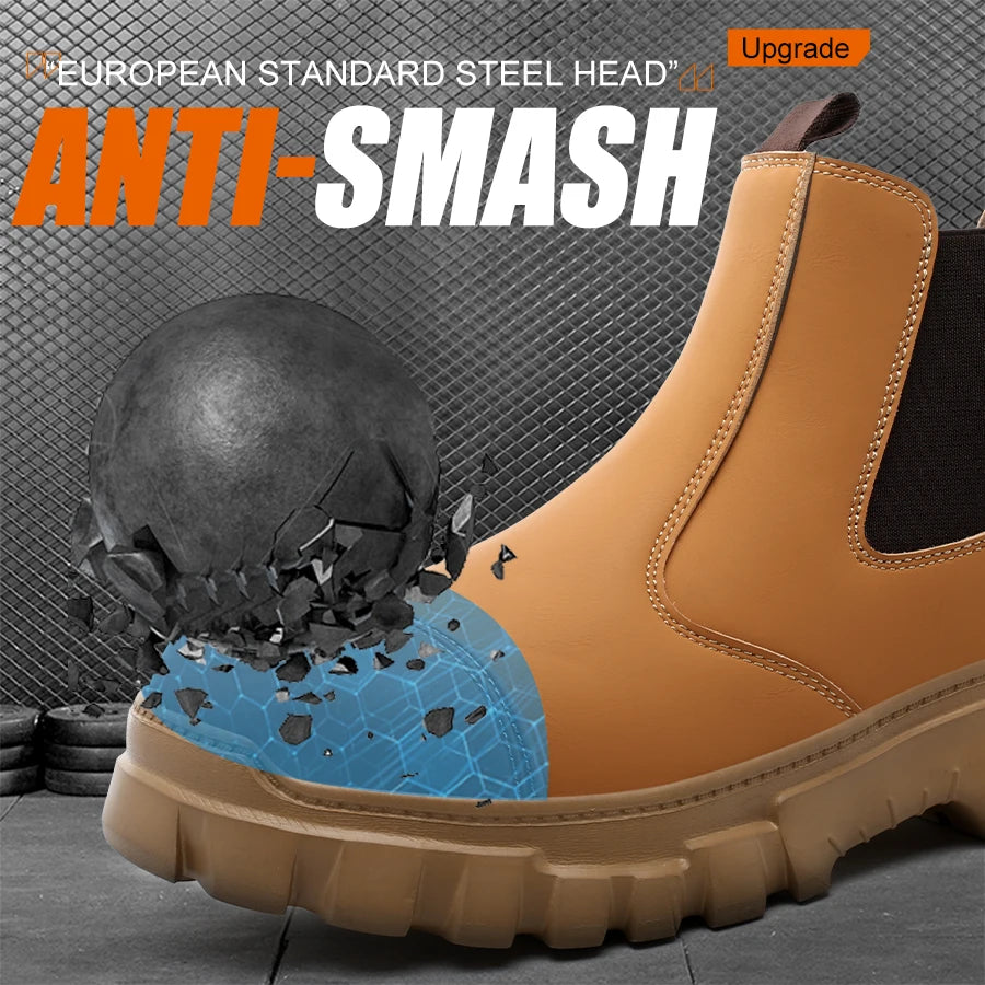 STEEL TOE WORK BOOTS - Men's Anti-Smash Safety Chelsea Boots - Built Tough, Worn Daily