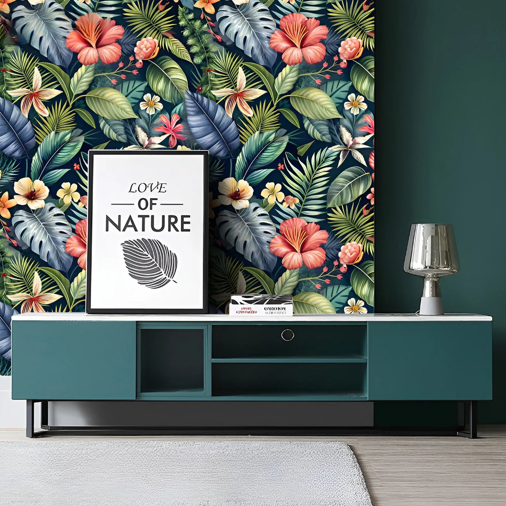 TROPICAL PALM LEAF WALLPAPER - Peel & Stick PVC - Boho Wall Decor