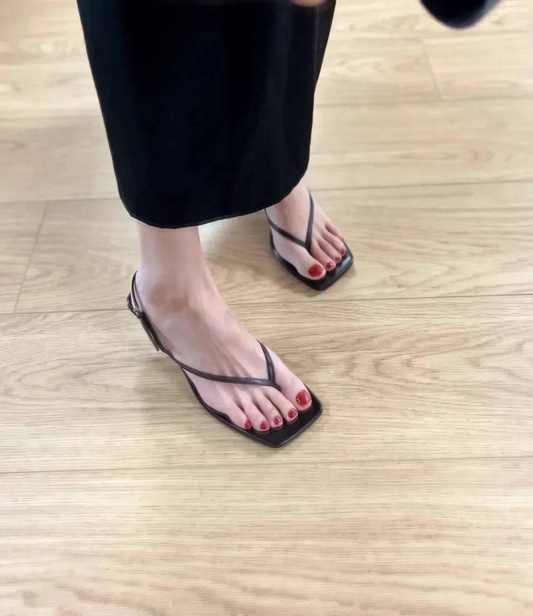Retro Square Toe Clip Toe Sandals Kitten Heel Back Strap Brown Solid Concise French Style Sexy Fashion Women's Shoes Summer Casual