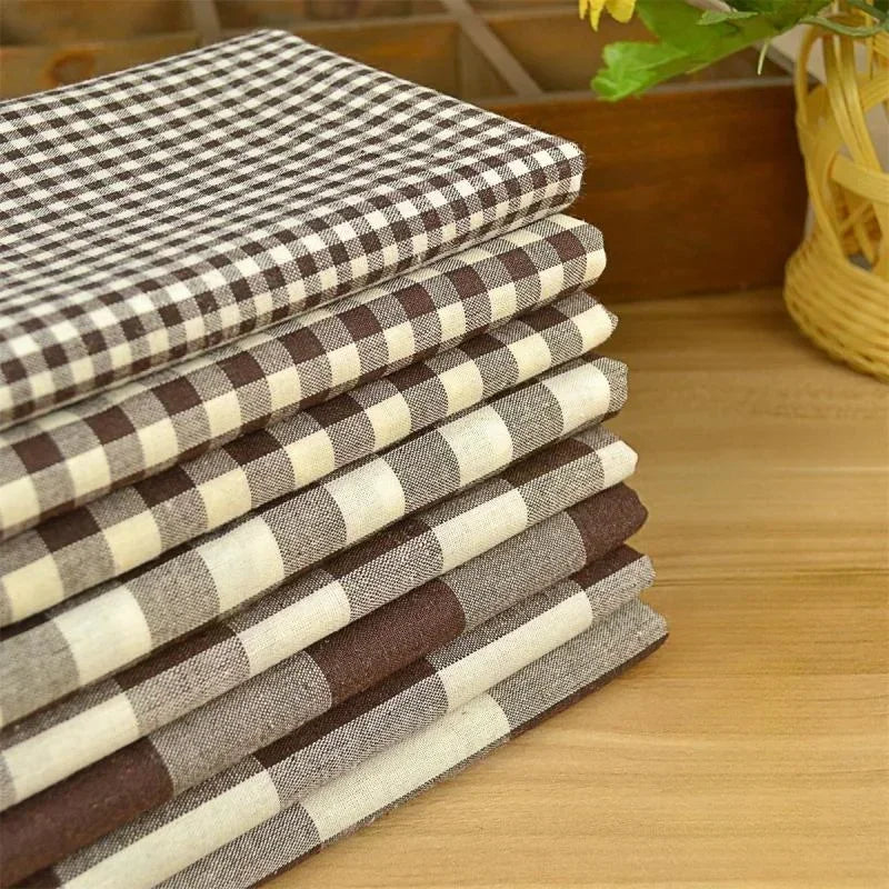 YARN-DYED COTTON PLAID FABRIC - Combed Weave, 145cm Wide - Warm Textures