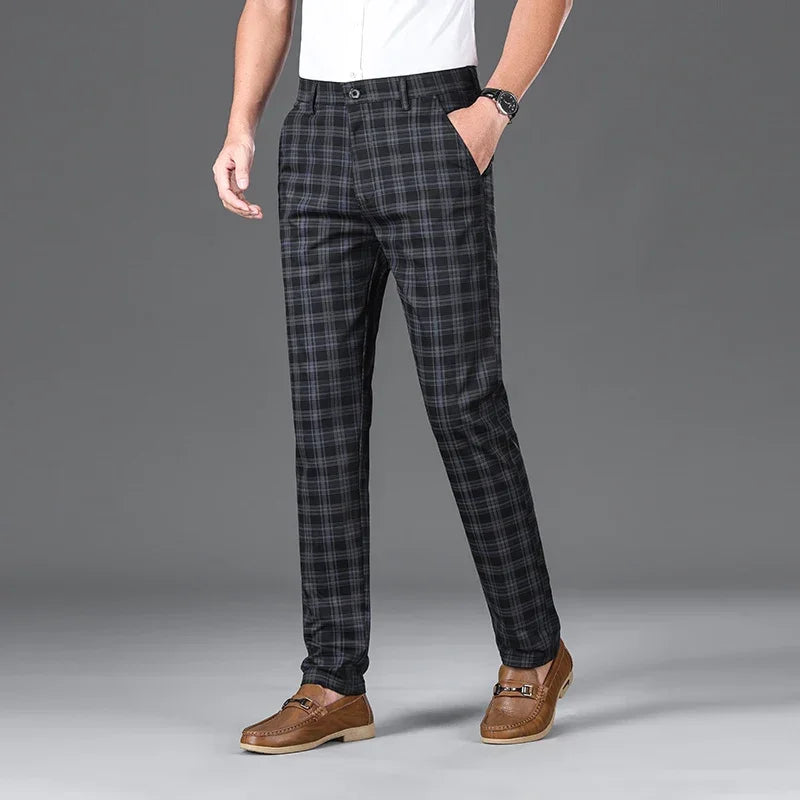 CHECK SLIM - Men's Checkered Slim Straight Business Casual Pants - 6 Colors, W30–38
