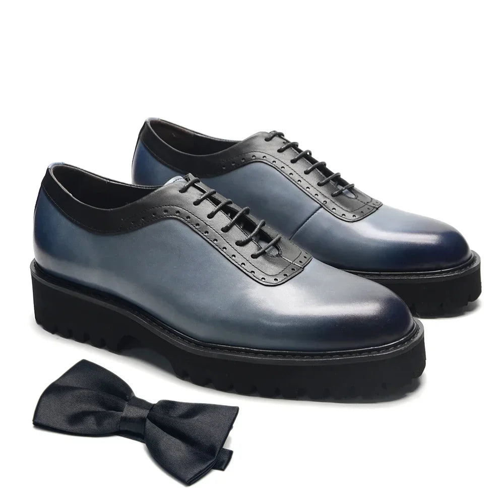 Men's Cowhide Oxford Elevator Shoes Height Increasing 4.5cm - Business Casual EU 38-46