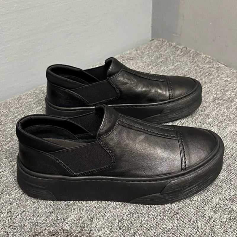 RETRO LIFT - Platform Cowhide Loafers - Slip On, Stand Taller