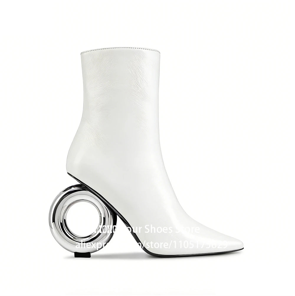 ORBIT – Sculptural Chrome Donut Heel Ankle Boots