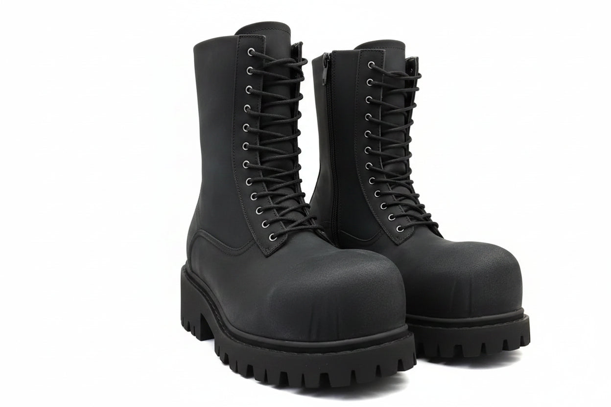 DENIM RIDER - Men's Vintage Denim Motorcycle Boots - Side Zip, Height-Increasing, EU 38–46
