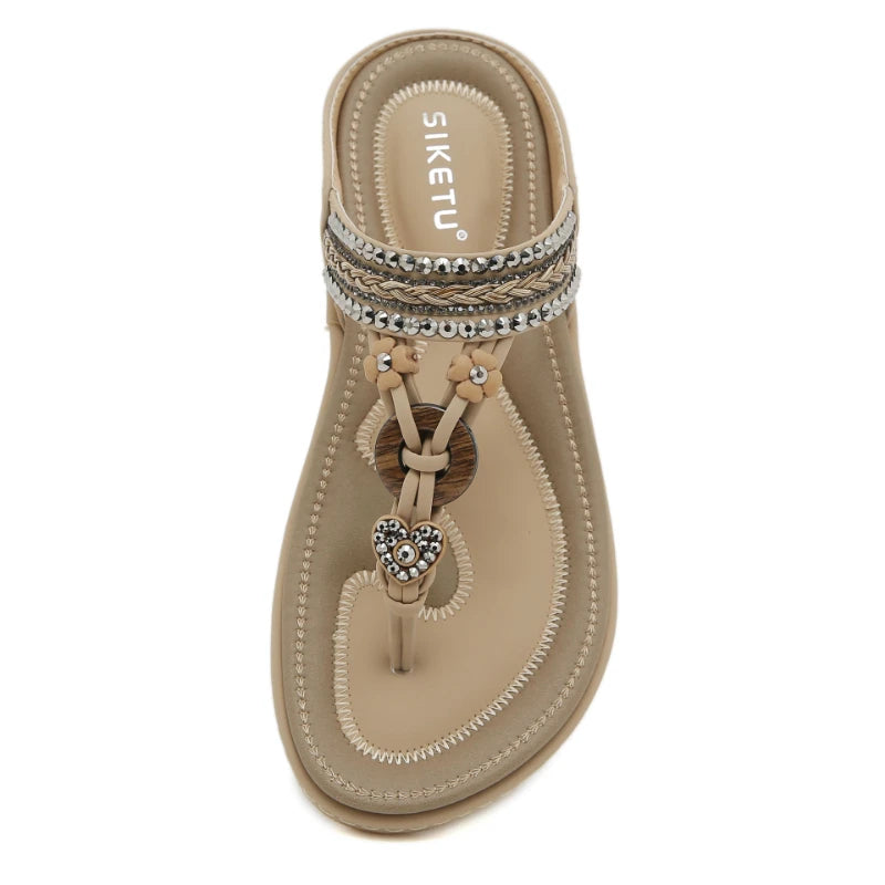 Spring And Summer 2025 New Lightweight And Comfortable Flat Sandals For Women's Elastic Straps Casual Beach Big Size Shoes