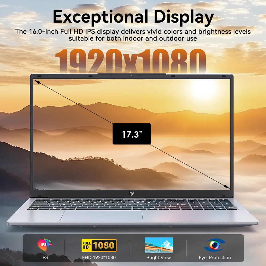 KAMRUI 17.3 AMD Ryzen 3 4300U Laptop 16GB DDR4 RAM 512GB SSD Lightweight Business Laptop Windows 11 Pro Laptops