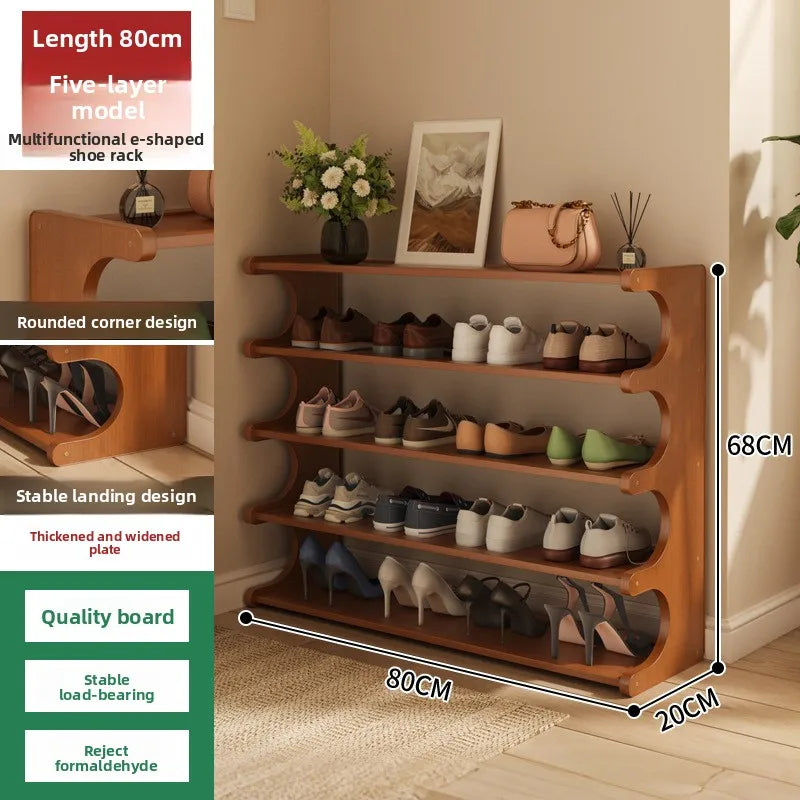 Wooden Shoe Rack for Home Multilayer Storage Shelf Simple Bamboo Shoe Cabinet for Dormitory Entrance