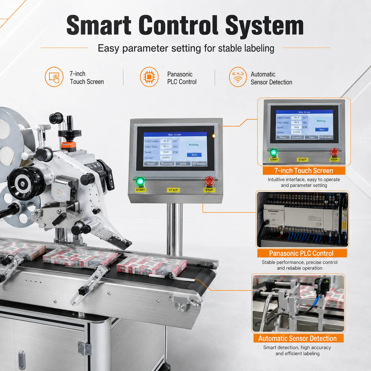 SYFAITH FS836 LABELING MACHINE - 80 pcs/min - Flat Surface Auto