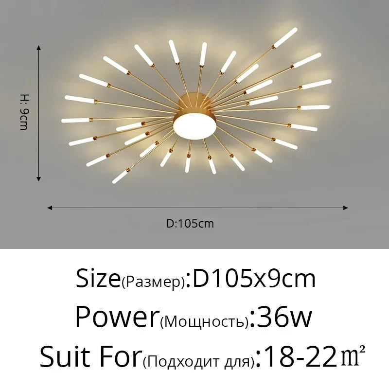 Modern LED Ceiling Chandelier – Black/Gold, 12–42 Heads, Dimmable