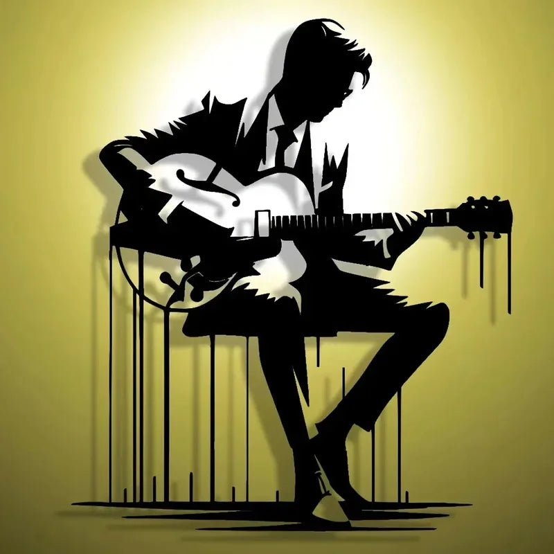 Metal Guitar Wall Art - Abstract Music Silhouette - Café Vibe