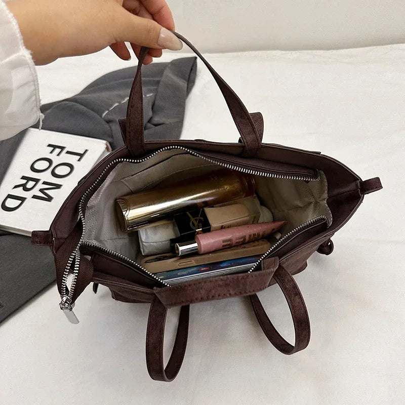 Light Luxury Solid PU Hasp Shoulder Bag for Women Commuting Frosted Leather Handbag 2026 Hot Sale Large Capacity Niche Tote Bags