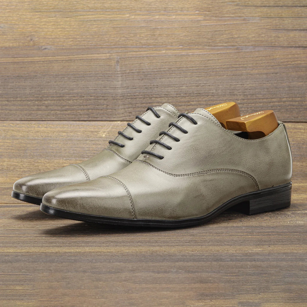 GREY GENT - Men's Fashionable Lace-Up Oxford Formal Shoes - Comfortable Gentleman's Social Dress Shoes