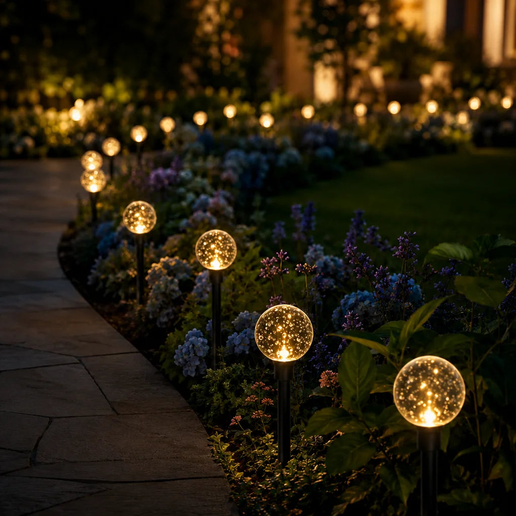 SOLAR CRYSTAL GARDEN LIGHTS - 20-Piece, RGB Options - 8-Mode Pathway Glow