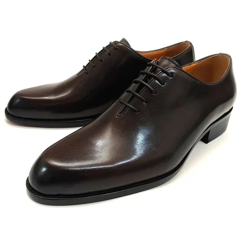 OXFORD CRAFT - Men's Handmade Genuine Leather Oxford Shoes - Business Casual Lace-Up