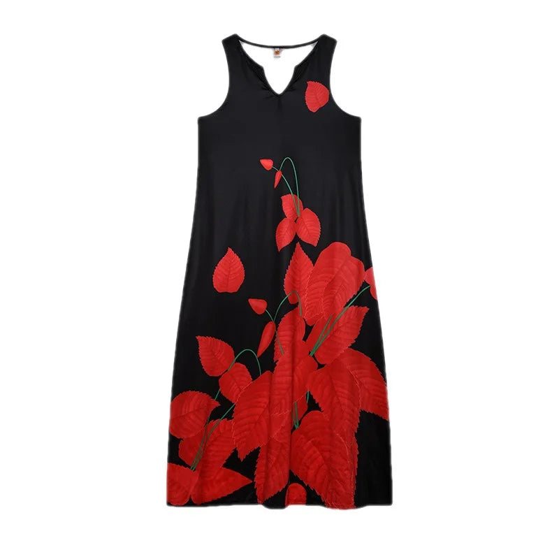 Floral Print Sleeveless V-Neck Maxi Evening Dress