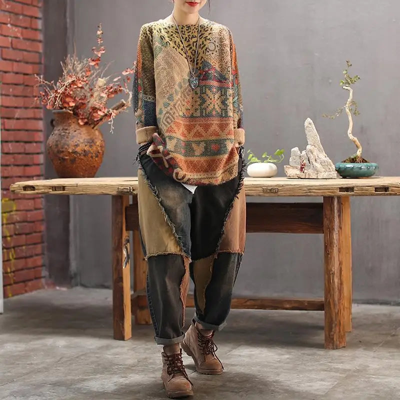Harajuku Patchwork Wide Leg Harem Jeans
