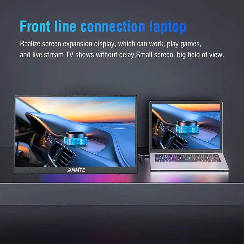Anmite 16-Inch Portable Touch Monitor Non-touch optional 1200P HDR 16:10 For XBox PS4 / 5 Switch Cell Phone PC Laptop Extension