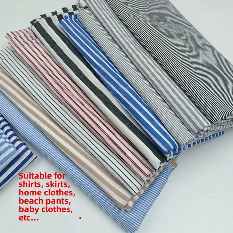 Striped Cotton Poplin Fabric – 145cm Wide, By the Meter