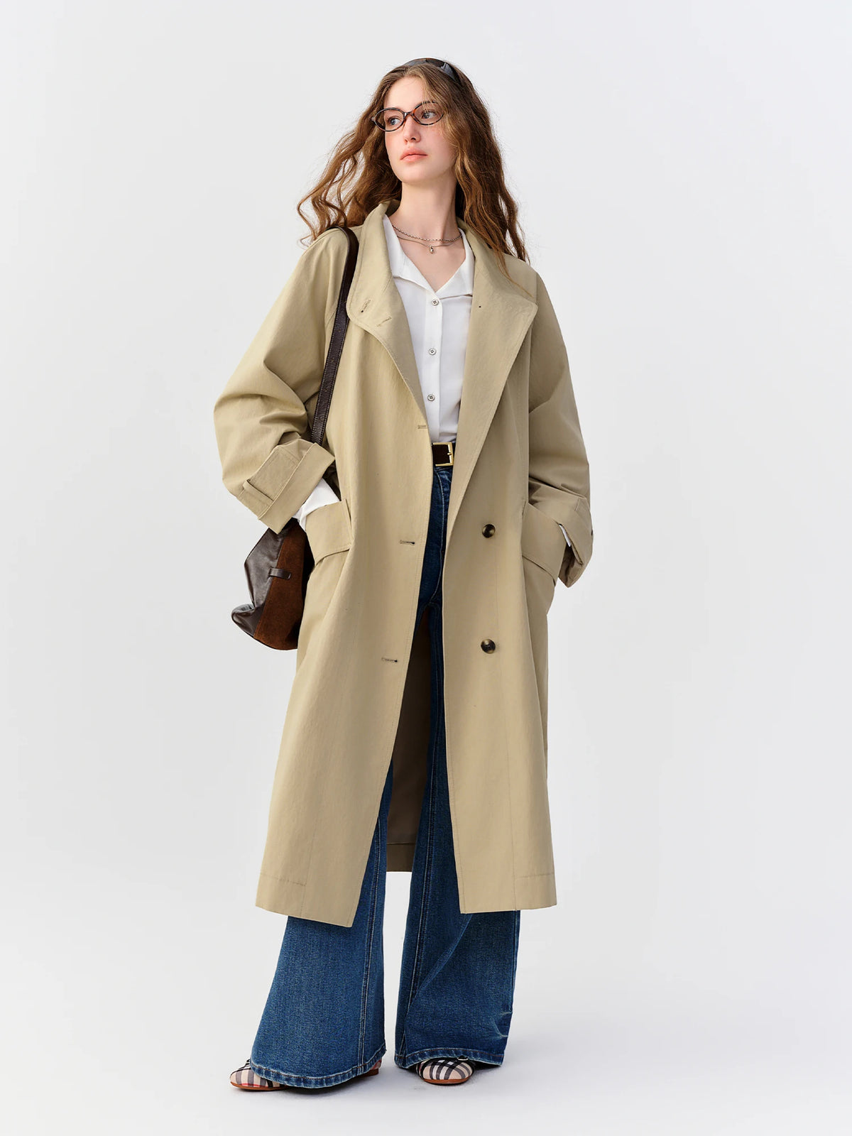 Women's Cotton-Blend Trench - Single Breasted - City Calm