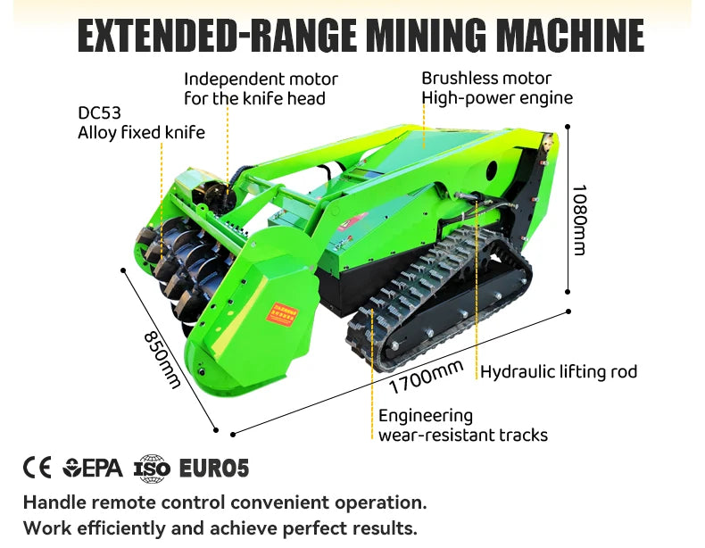 Remote Control Lawn Mower - 850 mm - Tracked Self-Propelled