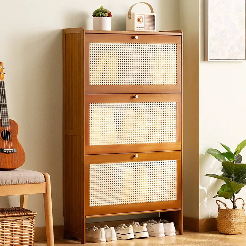 Slim Bamboo Shoe Cabinet – Flip Door