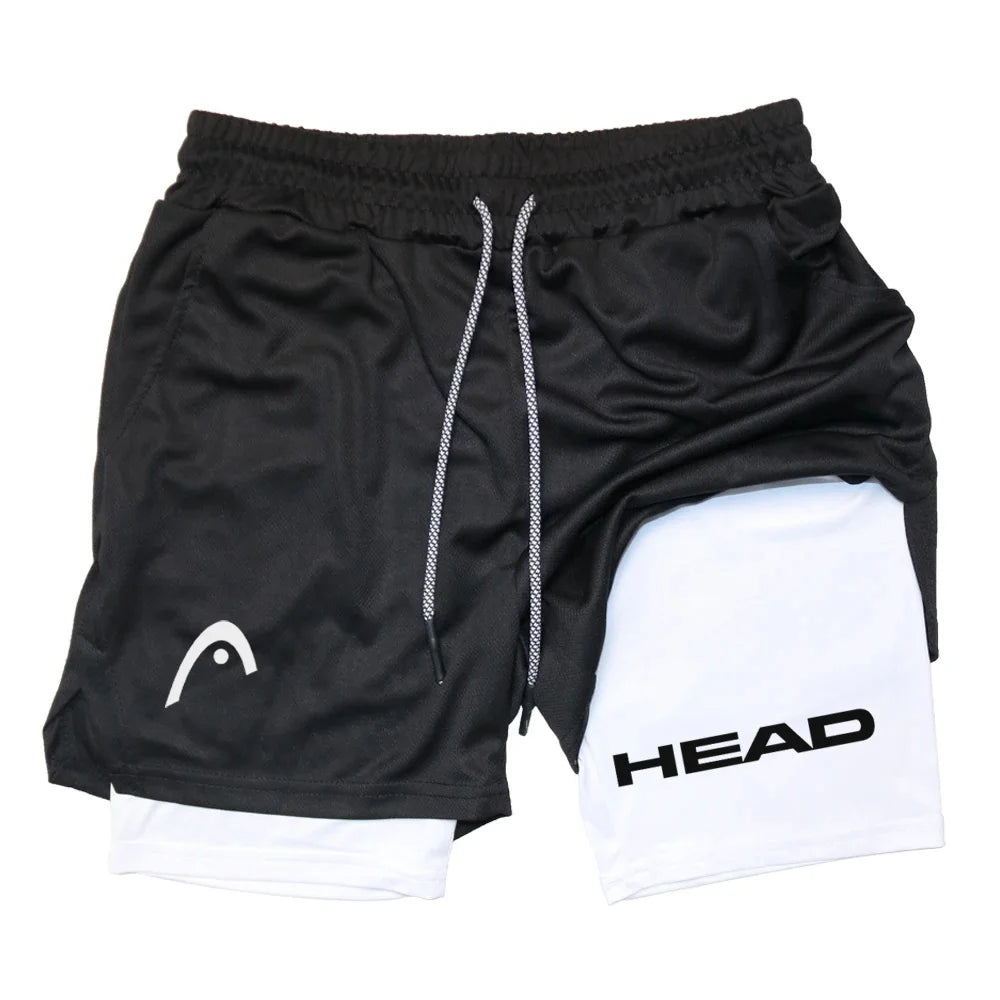 Anime Berserk Head Running Shorts Men Fitness Gym Training 2-in-1 Sports Quick Dry Workout Jogging Double Deck Summer
