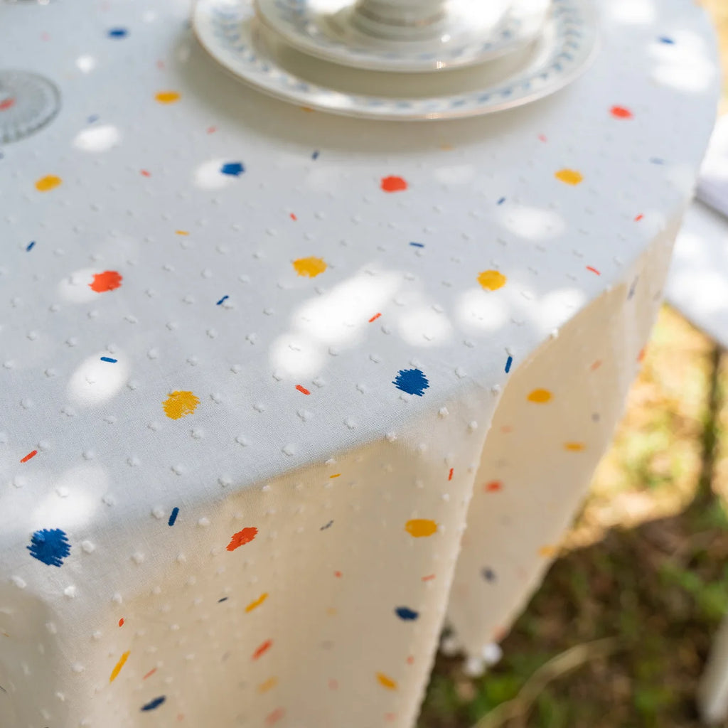 DAISY FLORAL COTTON TABLECLOTH - Embroidered, 11 Styles, Round & Rectangle - Garden Table