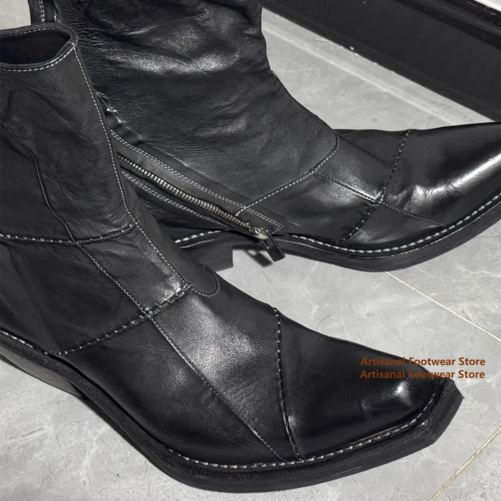 Men's Retro Chelsea Boots - Pointed Toe Zipper Height Increasing British Style