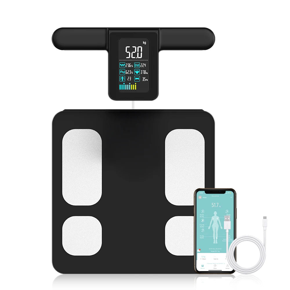 Smart 8 Electrode Scale Bioimpedance Electronic Digital Weight Balance Fat Body Water Muscle Mass BMI Composition Scale