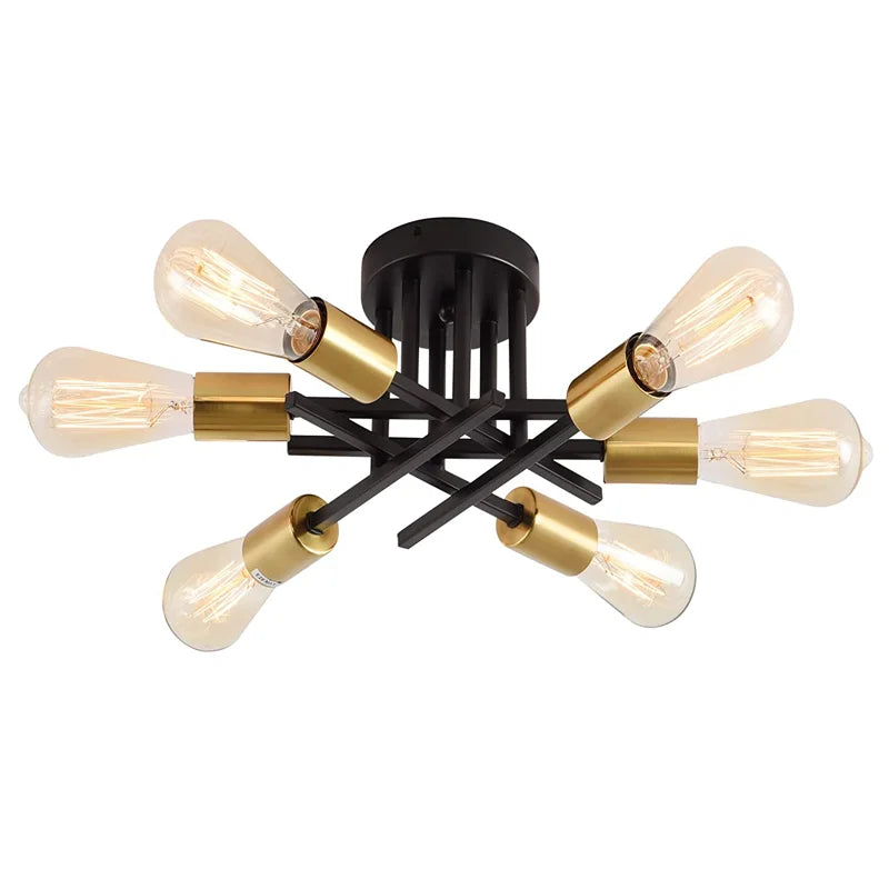 Sputnik Ceiling Chandelier – Black/Gold, 2/4/6 Heads