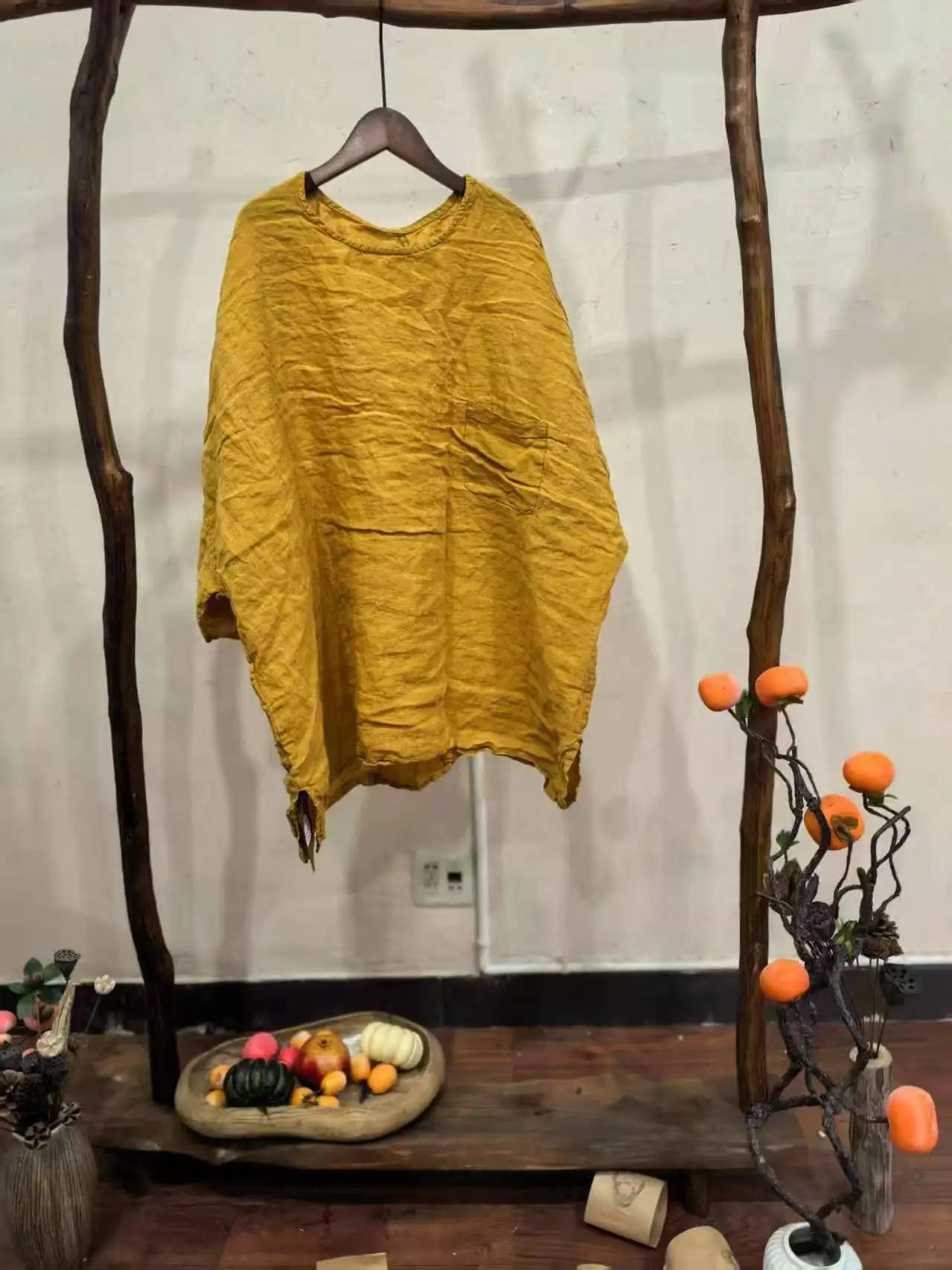 Spring Summer Arts Style Women O-neck Batwing Sleeve Casual Tops Tees Good Quality Cotton Linen Vintage Loose Long T-shirt T2513