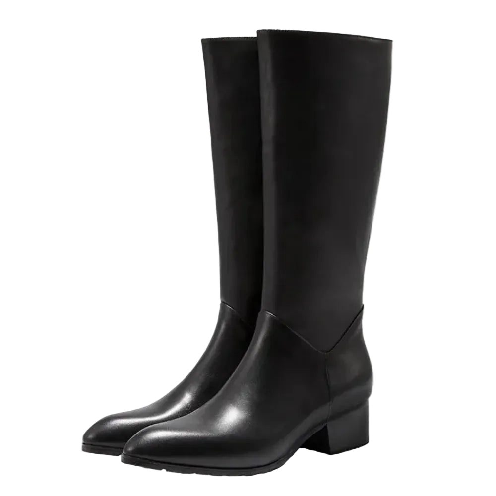 Men's Genuine Leather Knee-High Boots - Italian Retro Pointed Toe Lace-Up Winter Boots