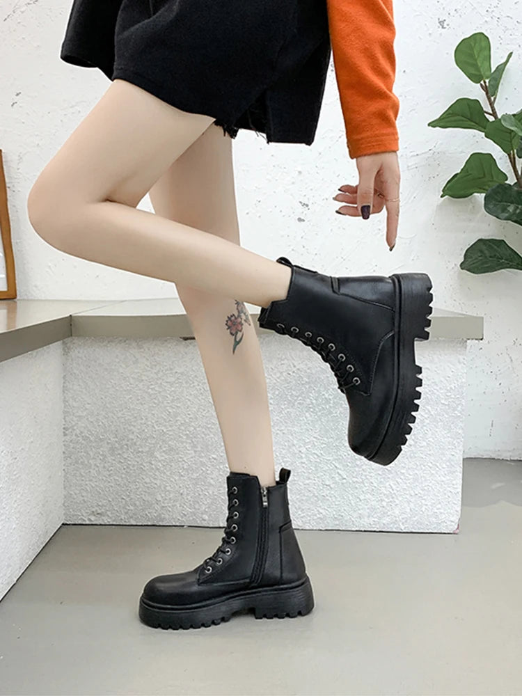 Lace-Up Ankle Boots – Block Heel