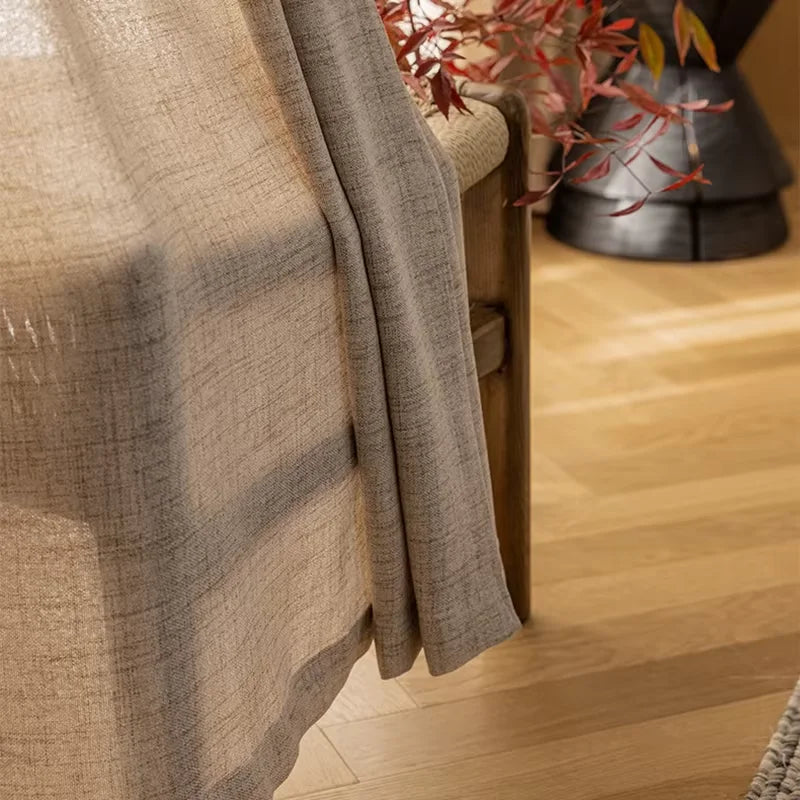 COTTON LINEN SEMI-SHEER CURTAINS - Woven Texture, 5 Colors - Filtered Light