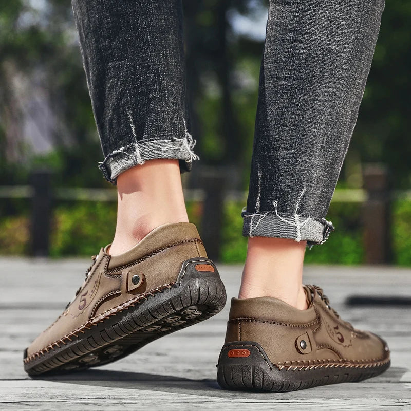 Men's Casual Moccasin Flats - Soft Ankle Non-Slip Outdoor Shoes EU 39-46