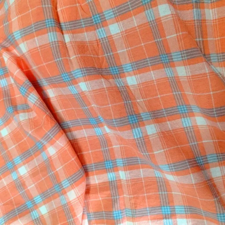 WASHED COTTON PLAID FABRIC - 100% Cotton, 270g/m - Soft Rooms