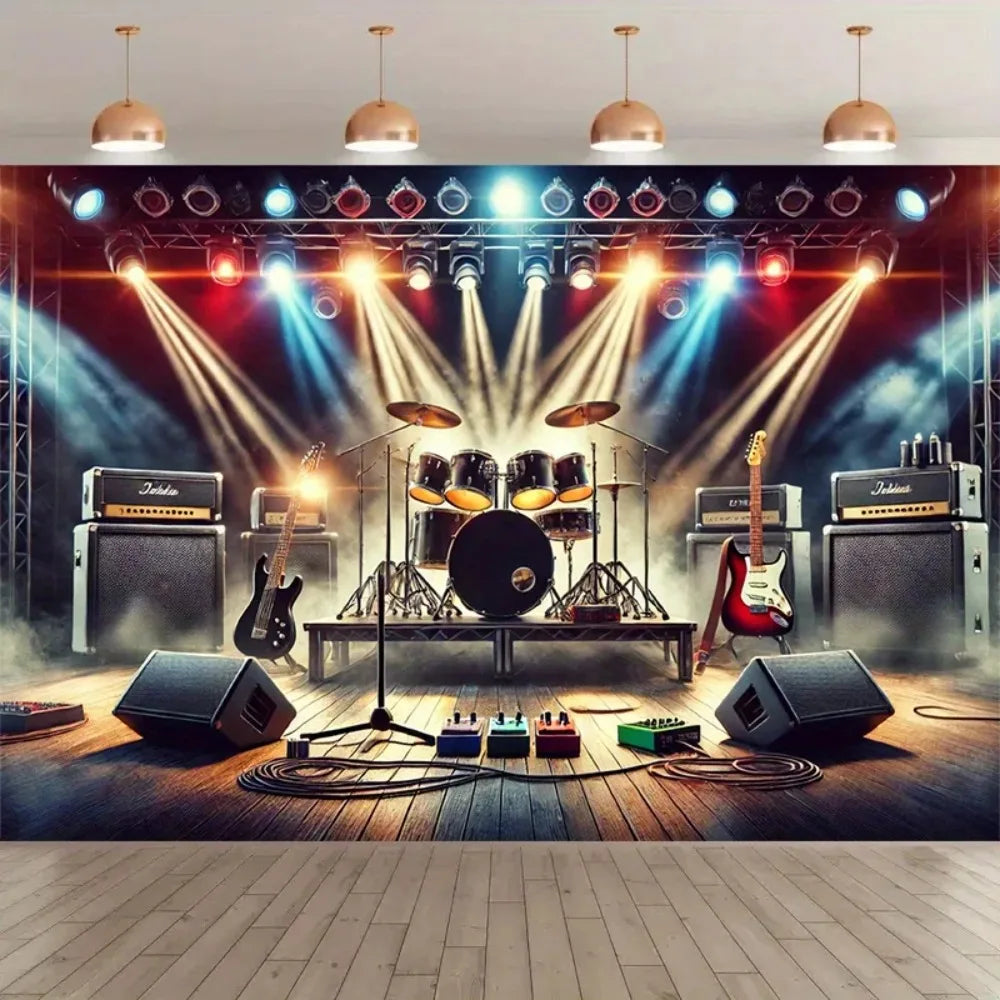 Rock Band Backdrop - Multi-Size - Vintage Stage
