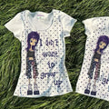 Japanese Y2k Anime Print T-shirt 2000s Polka Dots T Shirts Vintage Harajuku Short Sleeve Tee American Retro Street hottie top